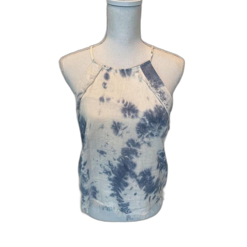 FATE Blue Tie Dye Keyhole Halter Top Size S NWT
